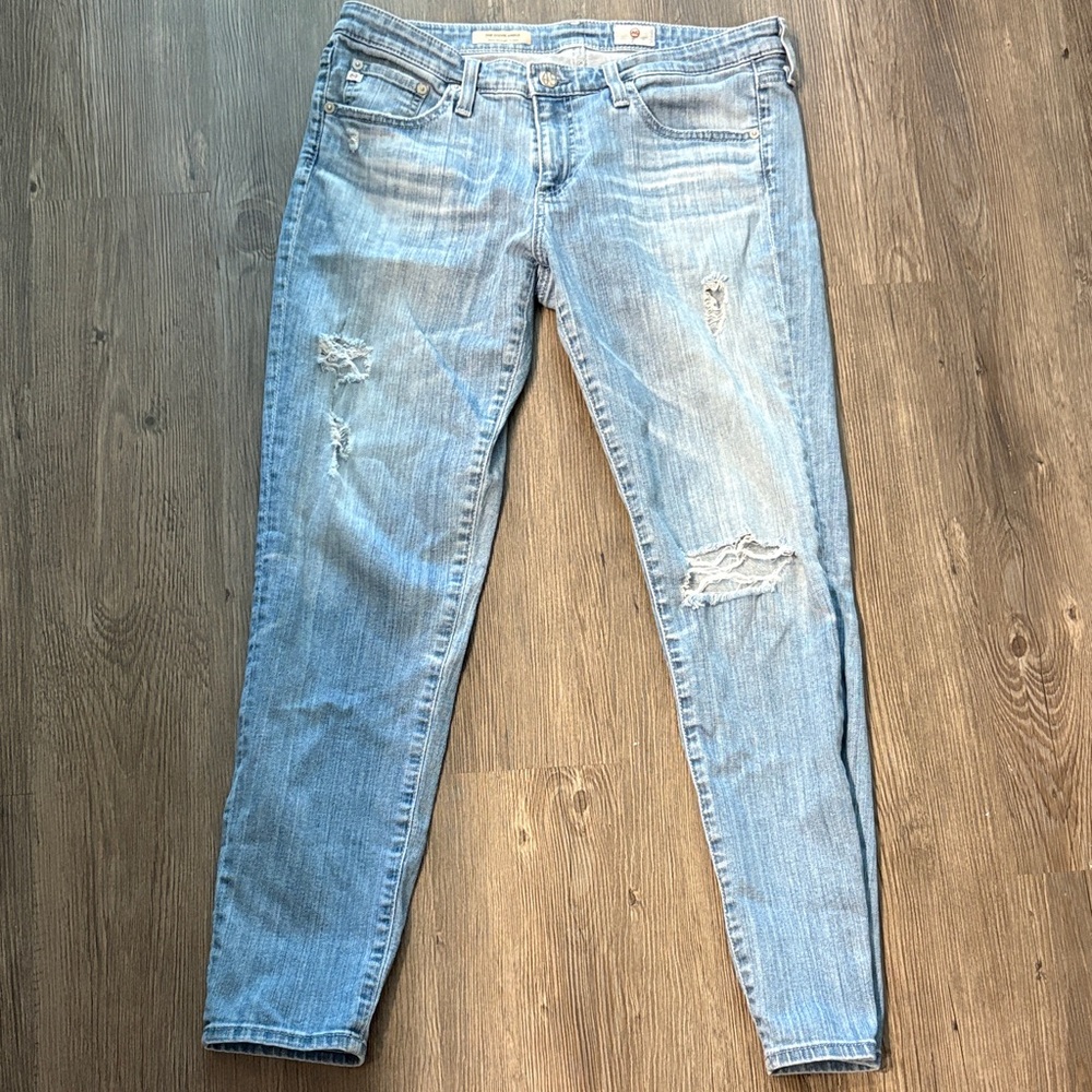 AG Adriano Goldschmied Light Blue Distressed Skinny Jeans